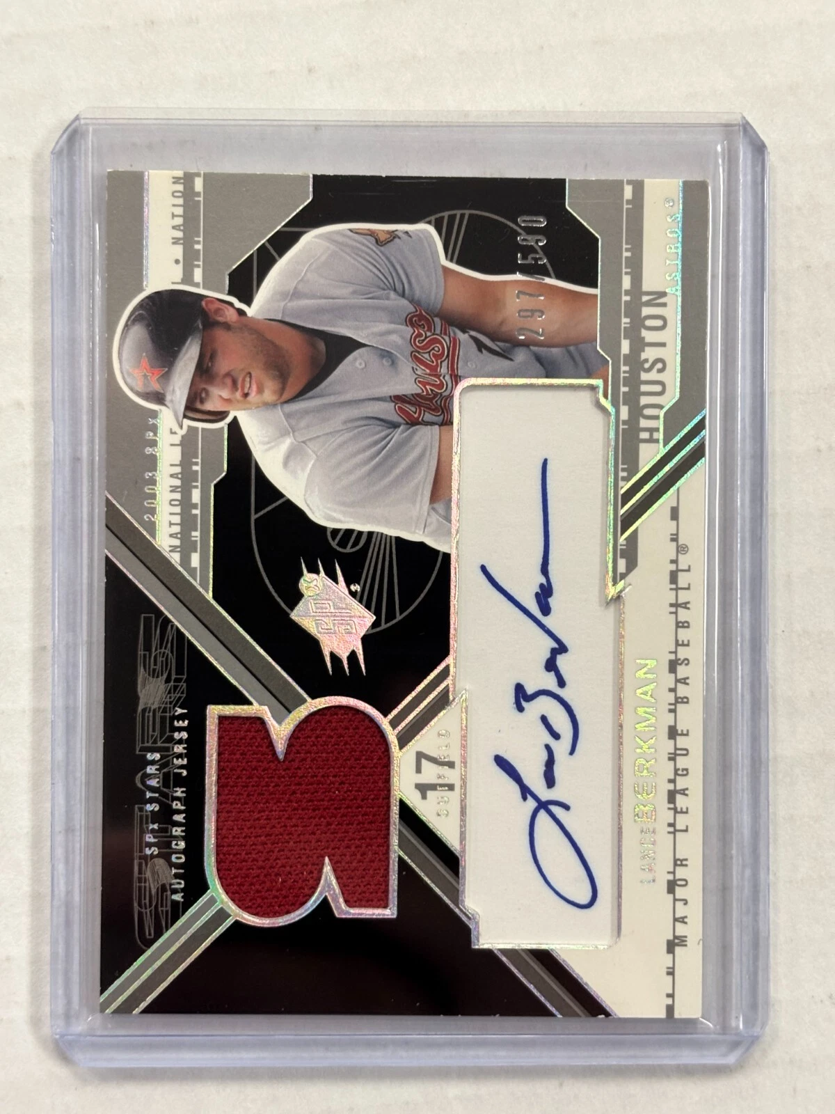 2003 SPX STARS LANCE BERKMAN AUTOGRAPH JERSEY #297/590 ASTROS -22