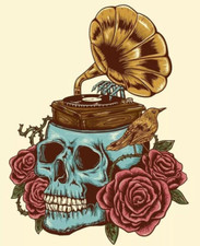 Skull Music Player Vinyl Sticker Decal