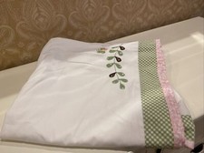 Pottery Barn Kids Girl  s Green/ White/ Pink Butterfly Crib Skirt