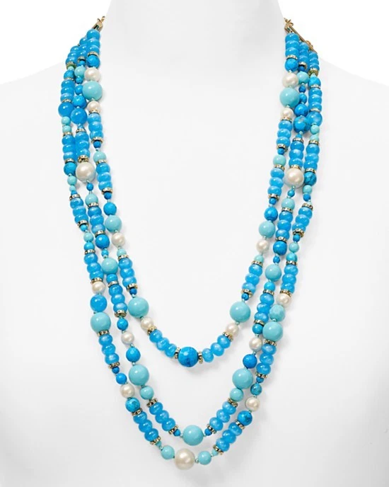 KATE SPADE Colar Triplo Azul Turquesa Azure Allure, NOVO com etiqueta, $298