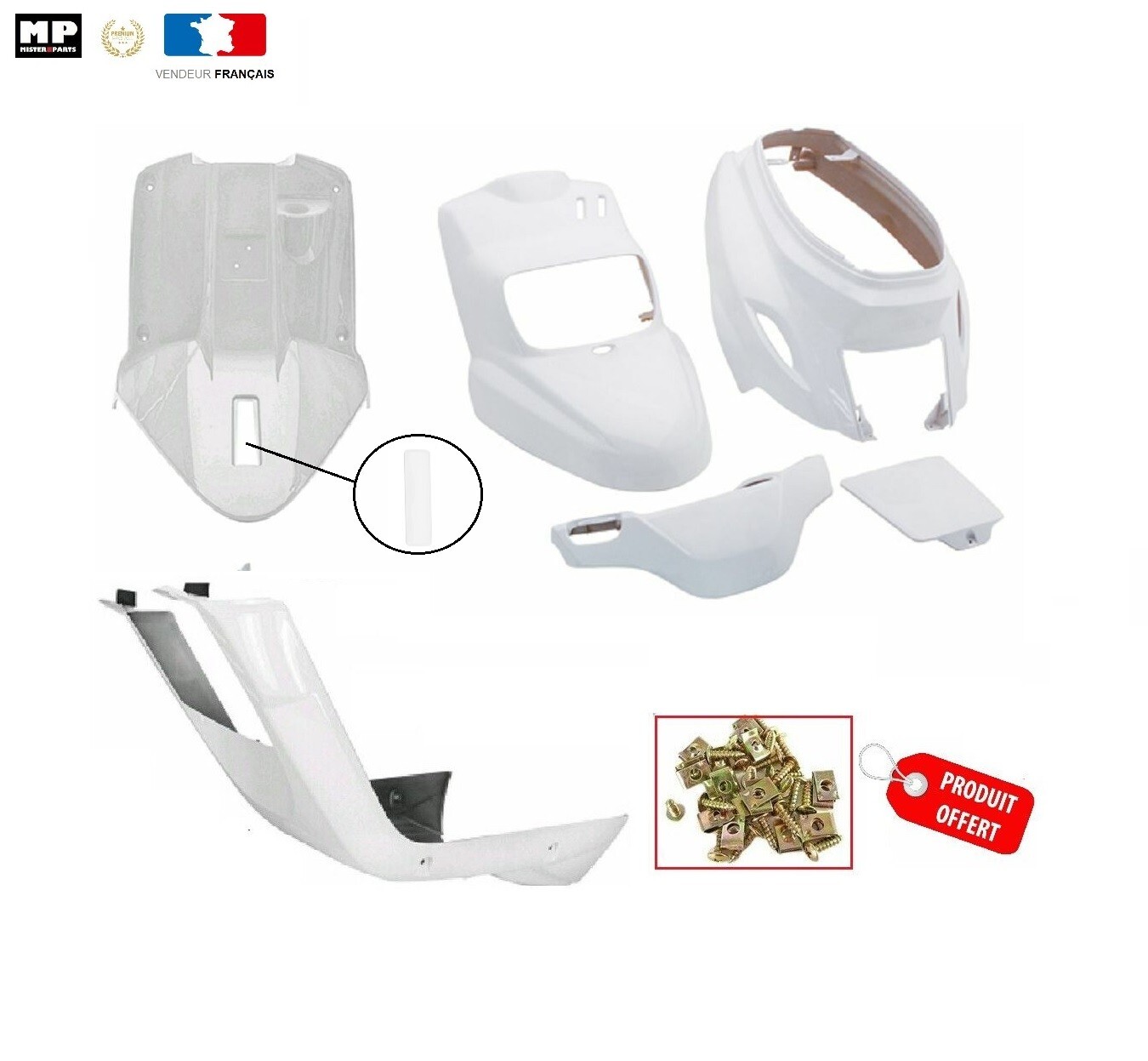 Kit carrosserie blanc pour Booster après 2004 : coques haute résistance
