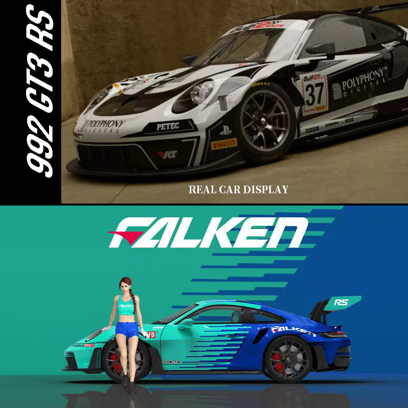 Aurora 1:64 Alloy Model Car Porsche RWB992 GT3 RS Sport Vehicle Collection