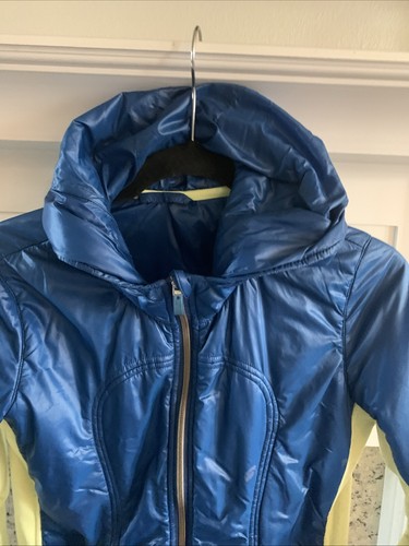 Lululemon Uba Hoodie, Blue & Neon Yellow, Kids’ Puffy Jacket, Sz 10-12 R32 - Picture 3 of 13