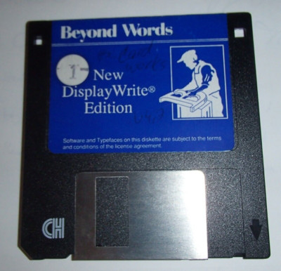 Display Write Typeface DisplayWrite Beyond Words Software 3.5'' Floppy Disk