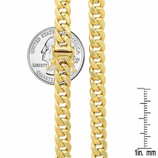 14k Yellow Gold Miami Cuban Link Chain Necklace 7mm Men's Women Size 30" Hollow