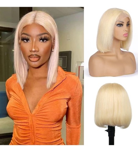 613 Blonde Bob Wig Human Hair Full Lace Front Wigs Human Hair Pre Plucked Hair - Picture 4 of 8
