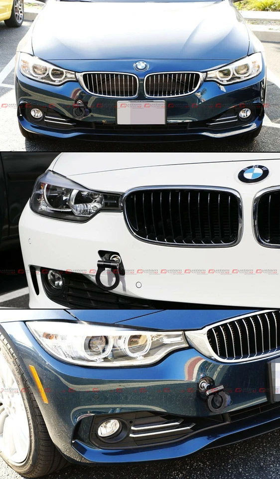 PARA BMW F22 F30 F32 F80 F82 NEGRO ANILLO PLEGABLE TORNILLO EN PARACHOQUES DELANTERO TRASERO GANCHO DE REMOLQUE Foto 4 de 4