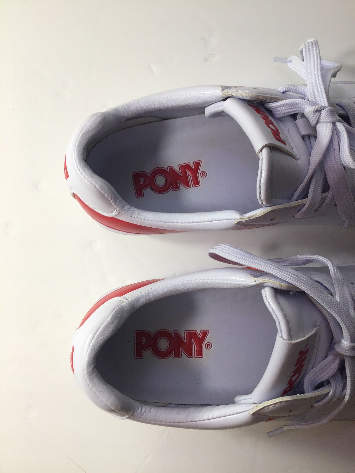 Scarpe da tennis casual retrò PONY donna bianco rosso ~ taglia 6 leggermente usate BELLE!!