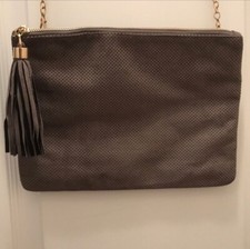  gray faux suede crossbody with tassel BNWT