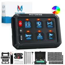 MICTUNING 6 Gang RGB Switch Panel LED 12/24V Toggle Momentary Strobe Relay Box
