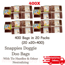 Snappies Doggie Doo 400 Bags With tie handles Odour Neutralising (20 x 20 =400)