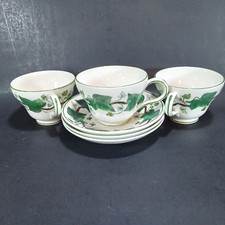 Wedgwood China Napoleon Ivy Tea Cup  Saucer Sets Set of 3 QueensWare IMPERFECT