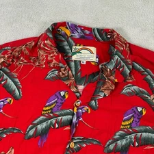 Paradise Found Hawaii Shirt Mens XL Red Magnum PI Parrot Short Sleeve Button-Up