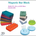 Dental Bur Block Magnetic Lab Holder Station Holds 14 Burs, 7/8 Burs,  FG, HP RA