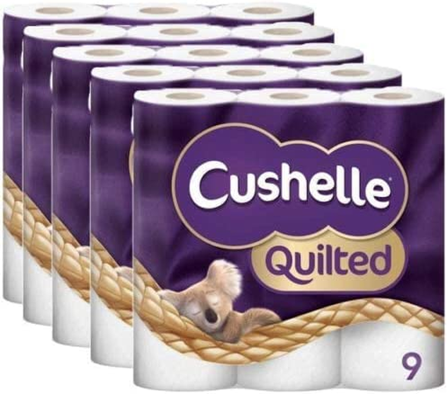 Cushelle Quilted 9 Roll Toilet Roll Tissue Paper 45 Rolls, 9 Count (Pack of 5) eBay