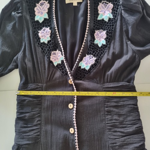 Chasing Unicorns Black Midi Dress Size Small /Au 8 /US 4 Crochet Cutwork - Picture 10 of 18