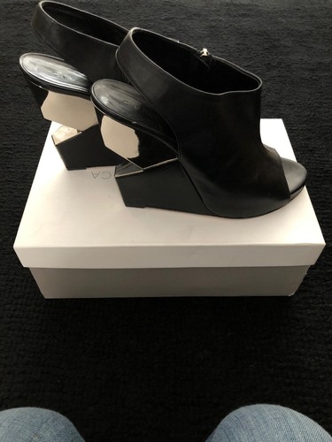 Charline De Luca Black Leather And Chrome Heels - with Box Sz 40 | eBay