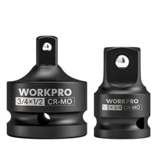 WORKPRO 2PC Impact Socket Adapter Reducer Set 1/2" F-3/4" M 3/4" F -1/2" M Drive