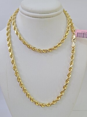 14k Real Solid Rope Chain Yellow Gold 18