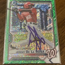 Jeremy De La Rosa Auto 2021 Bowman Draft Green Sparkle Refractor /99 #BDC-2