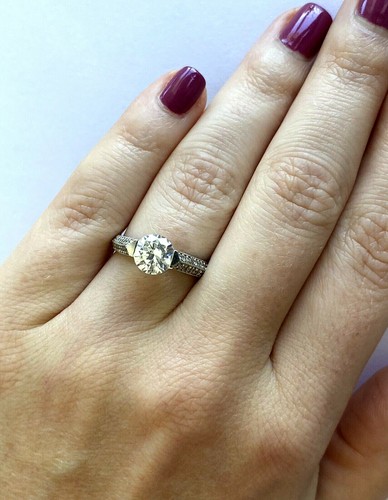 New Barkev's 14K White Gold 0.50cttw Diamond Ladies Engagement Ring Size 6.25 - Picture 4 of 12