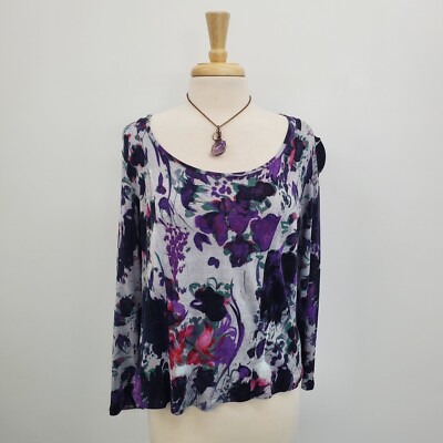 Simply Vera Vera Wang Womens Floral Long Sleeve T-Shirt Top Size PXL Scoop  Neck