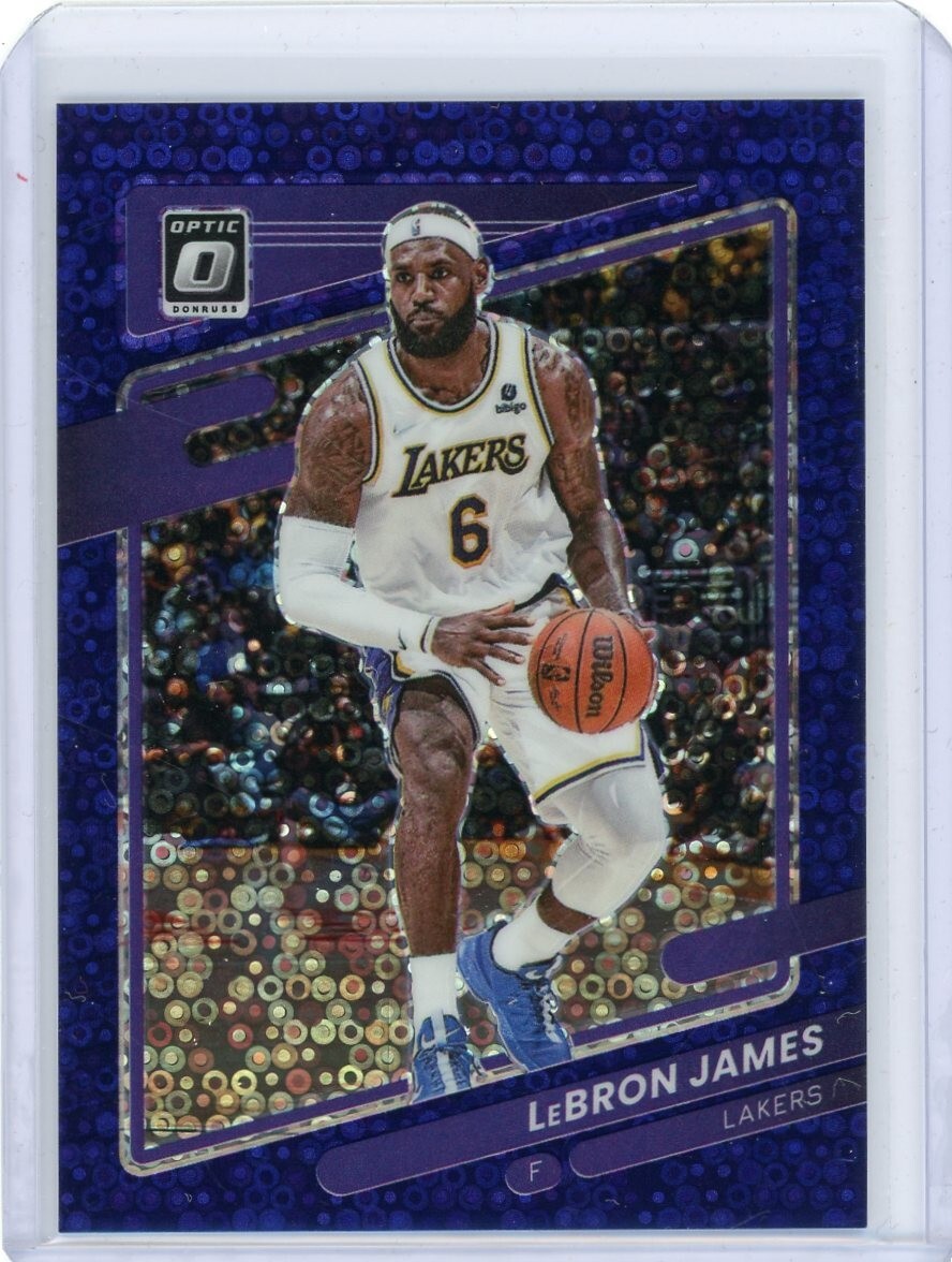 2021-22 Donruss Optic Fastbreak Purple Disco Prizm #41 LeBron James #74/95
