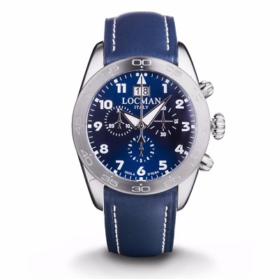 Locman Men's Chronograph Watch Elba Island Blue Strap and Dial