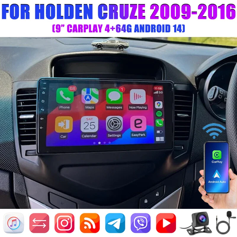 FOR HOLDEN CRUZE 2009-2016 CARPLAY ANDROID 14 CAR STEREO GPS HEAD UNIT + CAMERA - image 2 of 4