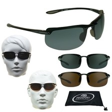 Rimless Polarized Sunglasses Light Weight Maui Style Smoke Brown Lens Men Women