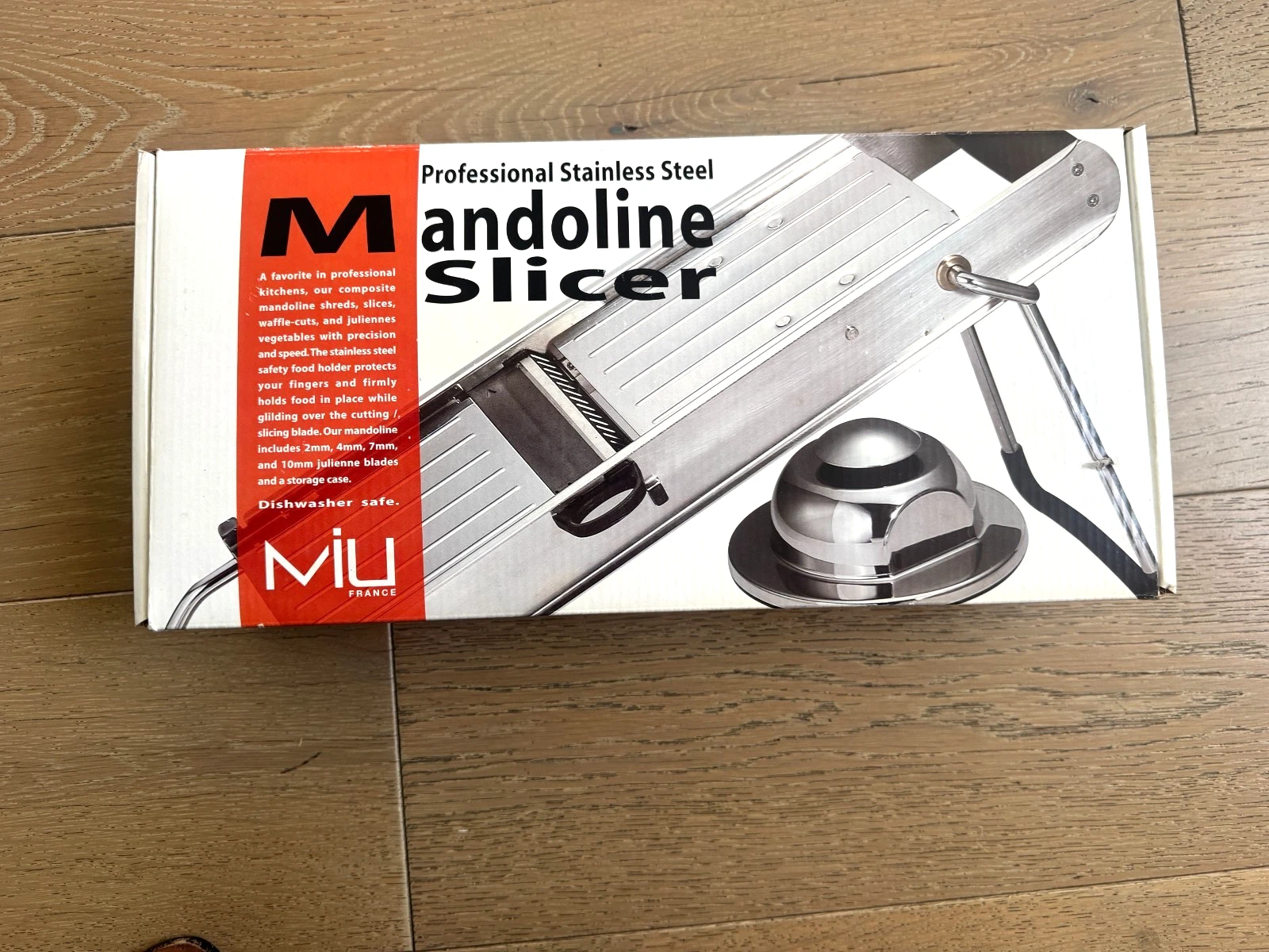 MIU France Professional Stainless Steel Mandoline Slicer Complete w/ Box Blades