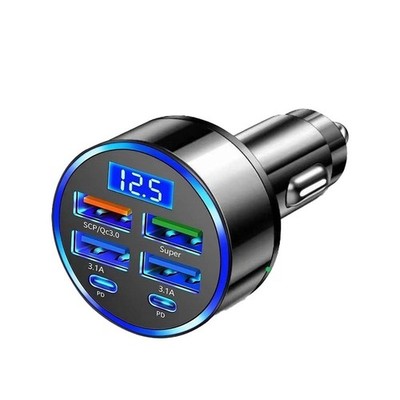 300W 6 Ports Car Charger Fast Charging PD/QC/SCP/FCP/AFC/PSS Car Cigarette Light