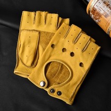 Guantes de cuero sin dedos para hombre para conducir fitness guantes de motocicleta y ciclismo