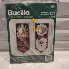 VTG Bucilla Christmas Heirloom 82200 "Santa Reindeer" Felt Door Knob Covers