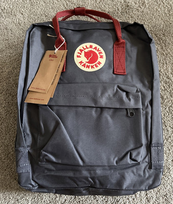 NWT Fjallraven Kanken 23510 Classic Backpack Graphite/Gray Red Straps Handles