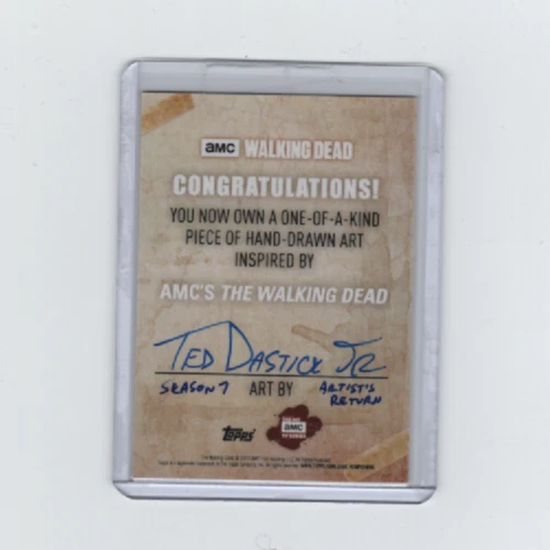 WALKING DEAD SEASON 7 CARL GRIMES SKETCH CARD BY ARTIST TED DASTICK JR. 1/1! - Image 2 of 2