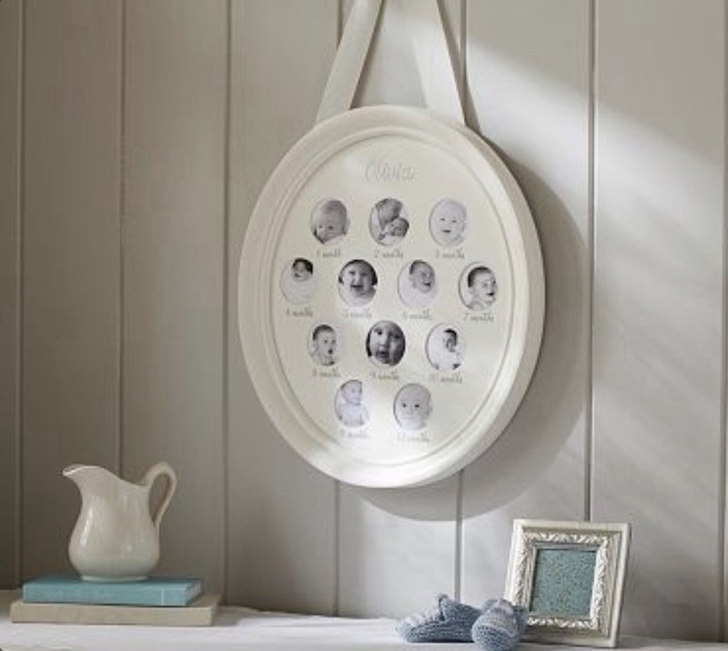 Pottery Barn Kids White Oval First Year Frame Keepsake