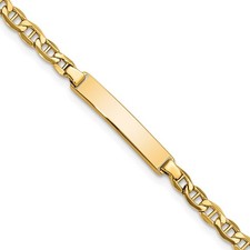 14k Gold Semi-Solid Anchor Link Solid Plate 23.3x4.5mm Plate ID Bracelet 6"