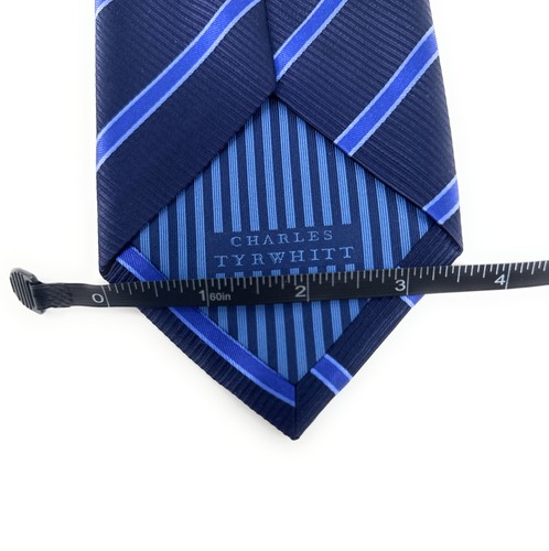 Charles Tyrwhitt Royal Stripe 100% Silk Neck Tie Mens NWT 3.5 x 60 - Picture 3 of 5