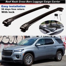 Black Cross Bars Fits For Chevy Traverse 2018-2024 Roof Rail Rack Lockable Cargo