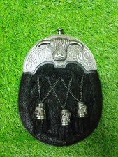 Men's Scottish Highland Kilt Sporran - Black Bovine Full Dress