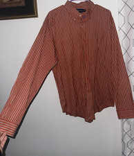 Ralph Lauren Men's Classic Fit XL Orange Striped Long Sleeve Button-Down Shirt