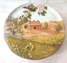 1980(?)Byron Molds(?)3D Scene Ceramic Handpainted Wall Plate(?)