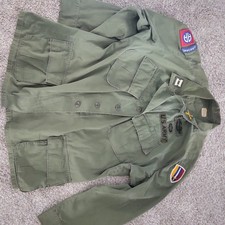 Vtg 60 s 82ND Airborne Army Vietnam Poplin OG-107 Jungle Fatigue Jacket Large