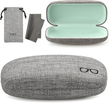Hard Shell Sunglasses Case, Large Linen Fabric Protective Glasses Case for Men W