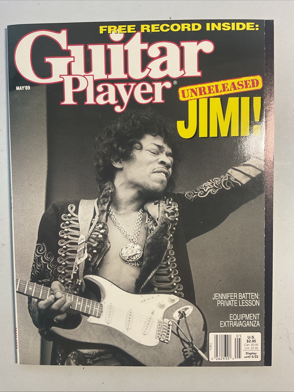 Guitar Player Magazine Jimi Hendrix with The Record Insert May 1989