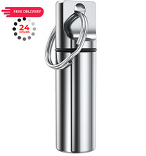 Small Pocket Pill Box Keychain, Aluminium Alloy 2.36 Inch Pack of 1 , Silver
