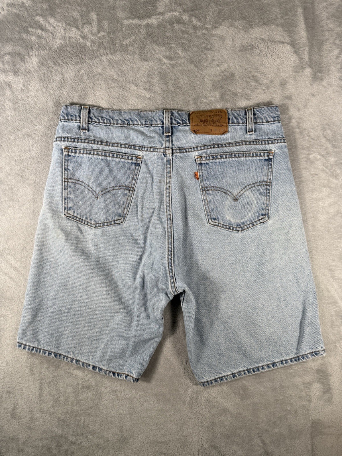 Levi's, Levis 505 Jean Shorts Mens 38 Distressed Denim Orange Tab 90s Vtg Made In USA