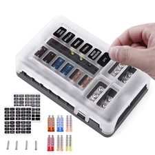 12-Way Blade Box Fuse Block Marine FuseBox Auto Holder 12V Bus Bar 32V Car Kit