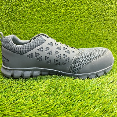 Reebok Sublite Cushion Mens Size 14W Gray Composite Toe Work Shoes Sneakers - Foto 4 di 10